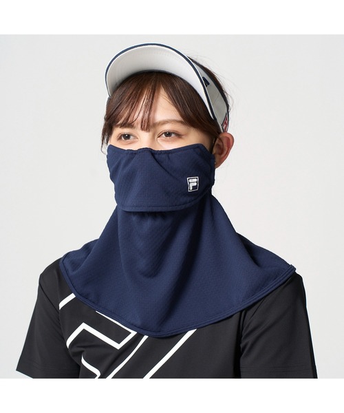 FILA GOLF(フィラゴルフ )の「FILA GOLF フィラゴルフ ゴルフウェア UVカット 接触冷感 吸汗速乾 ロング丈 フェイスカバー フェイスマスク(マスク・レディース・ホワイト/ネイビー/ライトブルー・FREE)」の17枚目の写真