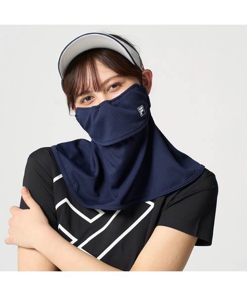 FILA GOLF(フィラゴルフ )の「FILA GOLF フィラゴルフ ゴルフウェア UVカット 接触冷感 吸汗速乾 ロング丈 フェイスカバー フェイスマスク(マスク・レディース・ホワイト/ネイビー/ライトブルー・FREE)」の19枚目の写真
