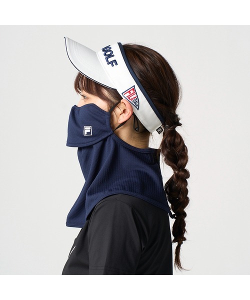 FILA GOLF(フィラゴルフ )の「FILA GOLF フィラゴルフ ゴルフウェア UVカット 接触冷感 吸汗速乾 ロング丈 フェイスカバー フェイスマスク(マスク・レディース・ホワイト/ネイビー/ライトブルー・FREE)」の20枚目の写真