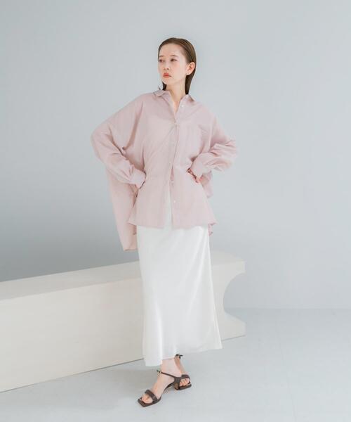 URBAN RESEARCH ROSSO WOMEN（アーバンリサーチ　ロッソ）の「『WEB/一部店舗限定』『UR TECH Smart Linen Touch』イージーリネンオーバーシャツ（シャツ/ブラウス・レディース・ブラウン系その他/ライトピンク/ネイビー・FREE）」の5枚目の写真