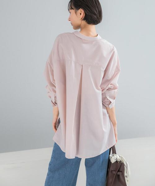 URBAN RESEARCH ROSSO WOMEN（アーバンリサーチ　ロッソ）の「『WEB/一部店舗限定』『UR TECH Smart Linen Touch』イージーリネンオーバーシャツ（シャツ/ブラウス・レディース・ブラウン系その他/ライトピンク/ネイビー・FREE）」の8枚目の写真