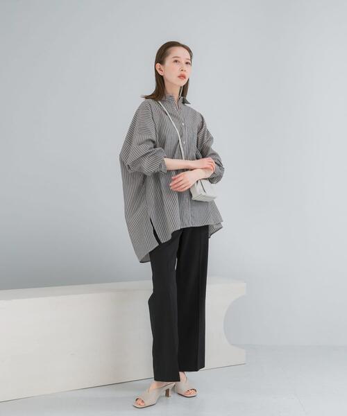 URBAN RESEARCH ROSSO WOMEN（アーバンリサーチ　ロッソ）の「『WEB/一部店舗限定』『UR TECH Smart Linen Touch』イージーリネンオーバーシャツ（シャツ/ブラウス・レディース・ブラウン系その他/ライトピンク/ネイビー・FREE）」の14枚目の写真