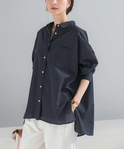 URBAN RESEARCH ROSSO WOMEN（アーバンリサーチ　ロッソ）の「『WEB/一部店舗限定』『UR TECH Smart Linen Touch』イージーリネンオーバーシャツ（シャツ/ブラウス・レディース・ブラウン系その他/ライトピンク/ネイビー・FREE）」の21枚目の写真