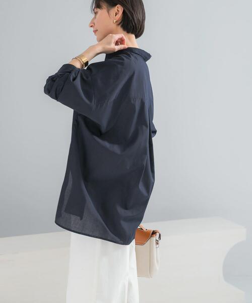 URBAN RESEARCH ROSSO WOMEN（アーバンリサーチ　ロッソ）の「『WEB/一部店舗限定』『UR TECH Smart Linen Touch』イージーリネンオーバーシャツ（シャツ/ブラウス・レディース・ブラウン系その他/ライトピンク/ネイビー・FREE）」の22枚目の写真