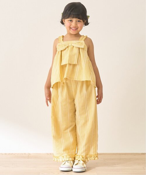 Lycee mine(リセマイン)の「【セットアップ】リボン付きキャミトップス・ゆったりパンツセットアップ【Lycee mine バレエシリーズ】(セットアップ・キッズ・ブルー/ブラック/レッド/ベージュ/マスタード・120cm/130cm/140cm/150cm/100cm/110cm)」の5枚目の写真