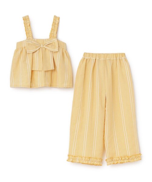 Lycee mine(リセマイン)の「【セットアップ】リボン付きキャミトップス・ゆったりパンツセットアップ【Lycee mine バレエシリーズ】(セットアップ・キッズ・ブルー/ブラック/レッド/ベージュ/マスタード・120cm/130cm/140cm/150cm/100cm/110cm)」の13枚目の写真