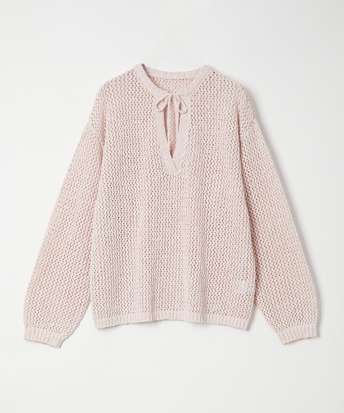 Muscat(マスカット)の「キーネックMIXメッシュプルオーバー(ニット/セーター・レディース・ライトグレー/ピンク/クリーム・F)」の10枚目の写真