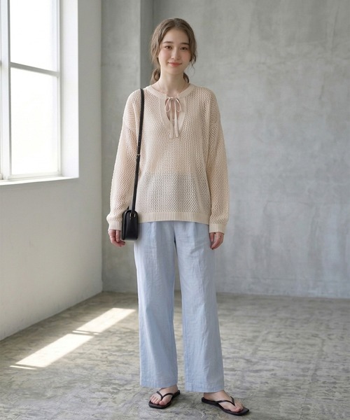 Muscat(マスカット)の「キーネックMIXメッシュプルオーバー(ニット/セーター・レディース・ライトグレー/ピンク/クリーム・F)」の20枚目の写真