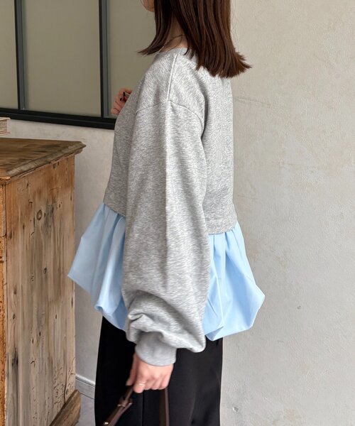 Thevon(ゼボン)の「裾バルーンボートネック裏毛プルオーバー(Tシャツ/カットソー・レディース・グレー/イエロー/ライトグレー・FREE)」の11枚目の写真