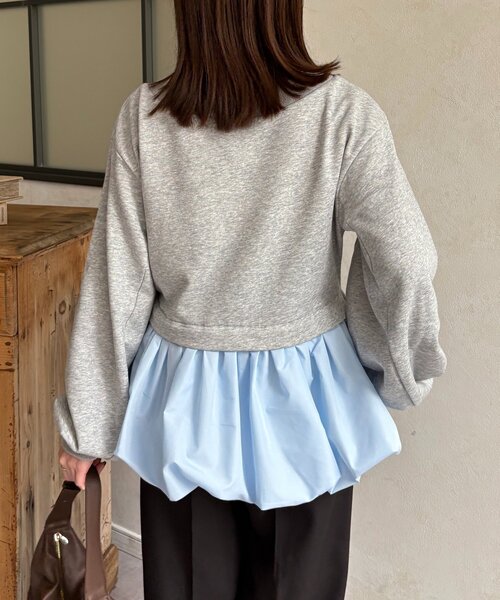 Thevon(ゼボン)の「裾バルーンボートネック裏毛プルオーバー(Tシャツ/カットソー・レディース・グレー/イエロー/ライトグレー・FREE)」の12枚目の写真