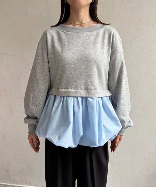 Thevon(ゼボン)の「裾バルーンボートネック裏毛プルオーバー(Tシャツ/カットソー・レディース・グレー/イエロー/ライトグレー・FREE)」の18枚目の写真