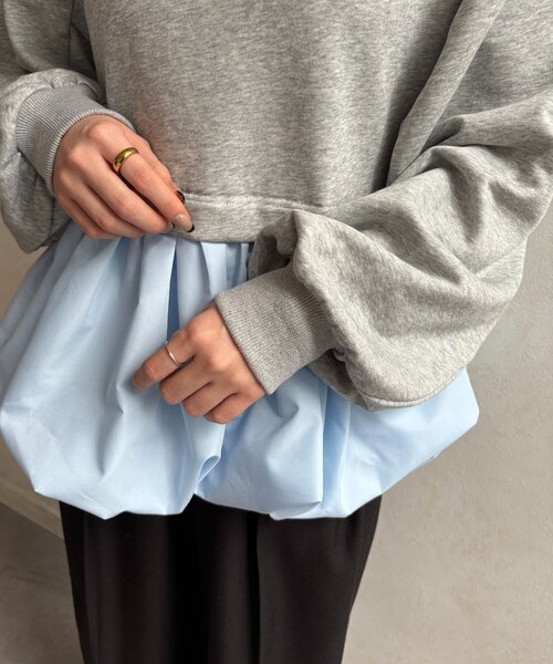 Thevon(ゼボン)の「裾バルーンボートネック裏毛プルオーバー(Tシャツ/カットソー・レディース・グレー/イエロー/ライトグレー・FREE)」の21枚目の写真