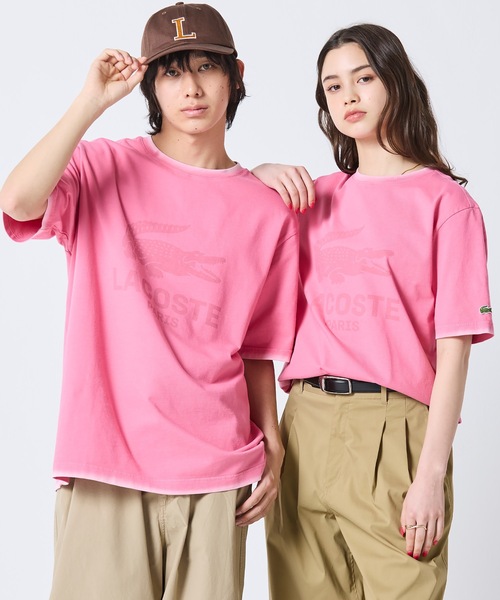 LACOSTE(ラコステ)の「ヴィンテージエフェクト ロゴTシャツ(Tシャツ/カットソー・メンズ・ダークアッシュ/イエロー/グレイッシュブルー/ピンク・3/5/4/2)」の1枚目の写真