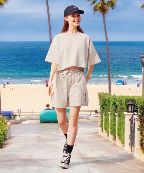 Hurley (ハーレー)の「Hurley/ハーレー 半袖 スウェット レディース TERRY ICON CRPPD SHORT SL WCSS261021(Tシャツ/カットソー・レディース・ブラック/グレイッシュブルー/アッシュ・M)」の16枚目の写真