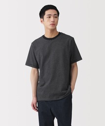 無印良品 | 紳士　天竺編みクルーネック半袖Ｔシャツ（ボーダー）(Tシャツ/カットソー)