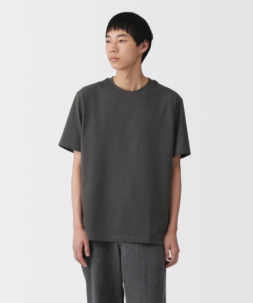 無印良品（ムジルシリョウヒン）の「紳士　天竺編みクルーネック半袖Ｔシャツ（ボーダー）（Tシャツ/カットソー・メンズ・ブラック系1/ブラック系/ホワイト系1/ホワイト系/ブルー系/グレー系・M/S/XL/L）」の5枚目の写真