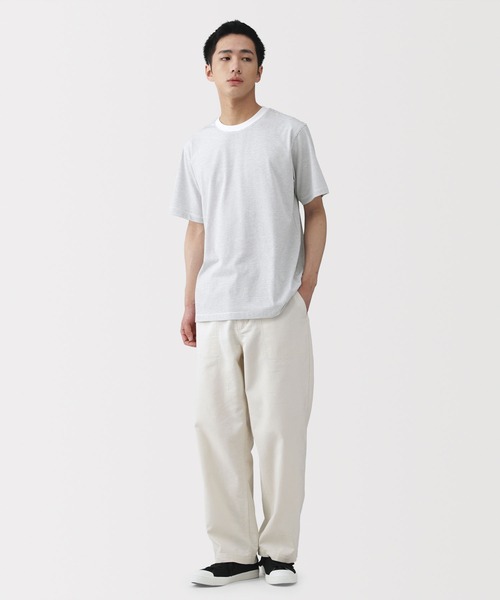 無印良品（ムジルシリョウヒン）の「紳士　天竺編みクルーネック半袖Ｔシャツ（ボーダー）（Tシャツ/カットソー・メンズ・ブラック系1/ブラック系/ホワイト系1/ホワイト系/ブルー系/グレー系・M/S/XL/L）」の7枚目の写真