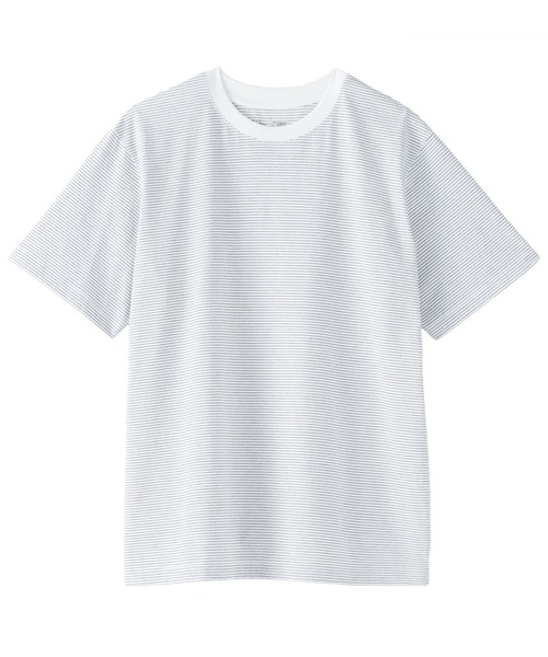 無印良品（ムジルシリョウヒン）の「紳士　天竺編みクルーネック半袖Ｔシャツ（ボーダー）（Tシャツ/カットソー・メンズ・ブラック系1/ブラック系/ホワイト系1/ホワイト系/ブルー系/グレー系・M/S/XL/L）」の11枚目の写真