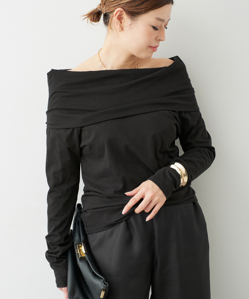 トップス Deuxieme Classe off shoulder S/T Draped オフショルダー プルオーバー（Tシャツ/カットソー）｜Deuxieme