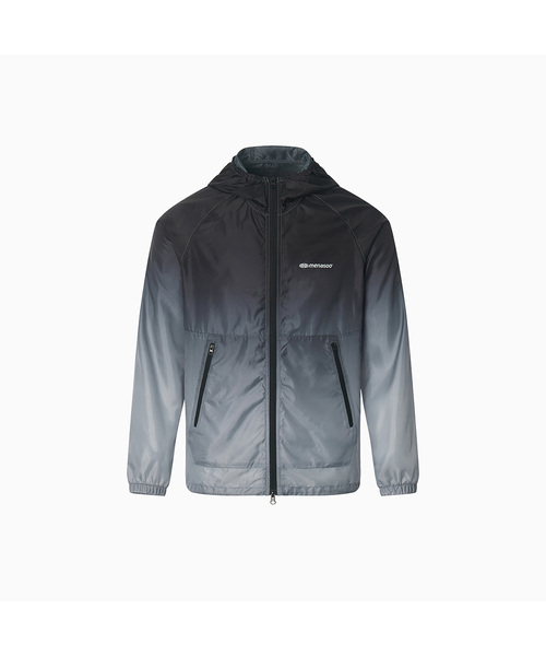 MENASOO(ミナス)の「Unisex Gradient Windbreaker High Neck Jumper(ナイロンジャケット・レディース・ブラック/レッド・1/2)」の1枚目の写真