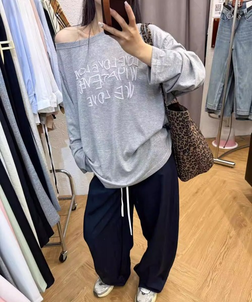 shyam inspiration（シャムインスピレーション）の「ロゴプリントシアールーズトップス（Tシャツ/カットソー・レディース・イエロー/グレー/ブラック/ホワイト・F）」の12枚目の写真