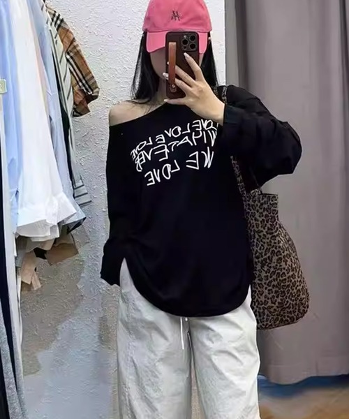 shyam inspiration（シャムインスピレーション）の「ロゴプリントシアールーズトップス（Tシャツ/カットソー・レディース・イエロー/グレー/ブラック/ホワイト・F）」の13枚目の写真