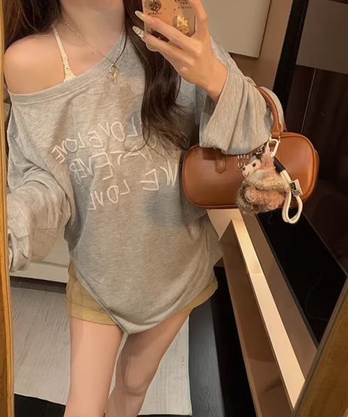 shyam inspiration（シャムインスピレーション）の「ロゴプリントシアールーズトップス（Tシャツ/カットソー・レディース・イエロー/グレー/ブラック/ホワイト・F）」の8枚目の写真