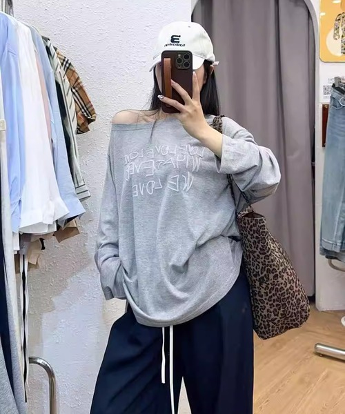 shyam inspiration（シャムインスピレーション）の「ロゴプリントシアールーズトップス（Tシャツ/カットソー・レディース・イエロー/グレー/ブラック/ホワイト・F）」の10枚目の写真