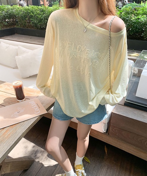 shyam inspiration（シャムインスピレーション）の「ロゴプリントシアールーズトップス（Tシャツ/カットソー・レディース・イエロー/グレー/ブラック/ホワイト・F）」の22枚目の写真