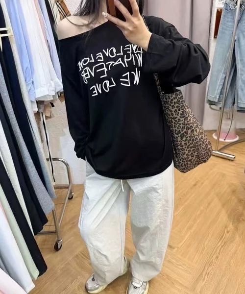 shyam inspiration（シャムインスピレーション）の「ロゴプリントシアールーズトップス（Tシャツ/カットソー・レディース・イエロー/グレー/ブラック/ホワイト・F）」の14枚目の写真