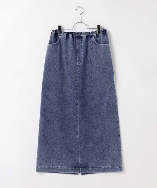 LEPSIM（レプシィム）の「【産前・産後対応】マタニティ／カットデニムナロースカート　639087（マタニティウェア/グッズ・レディース・ブルー/インディゴブルー・FREE）」の2枚目の写真