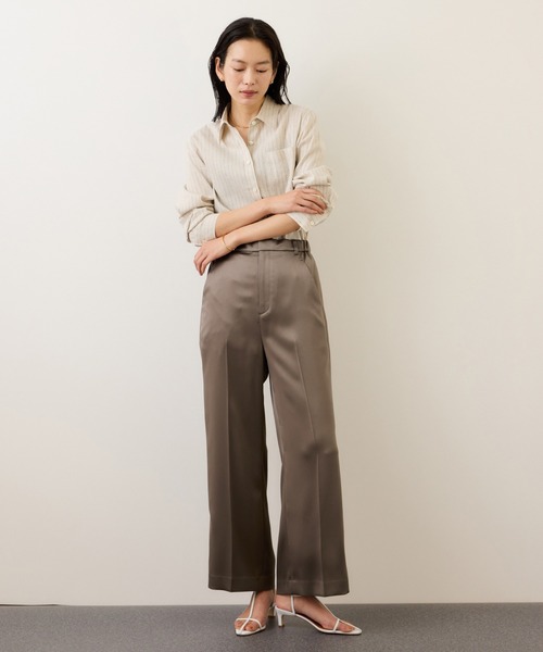 ROPE'(ロペ)の「ドレープサテンイージーパンツ/セットアップ対応・イージーケア(その他パンツ・レディース・イエロー系その他3/ブラック/ベージュ・36/38)」の7枚目の写真