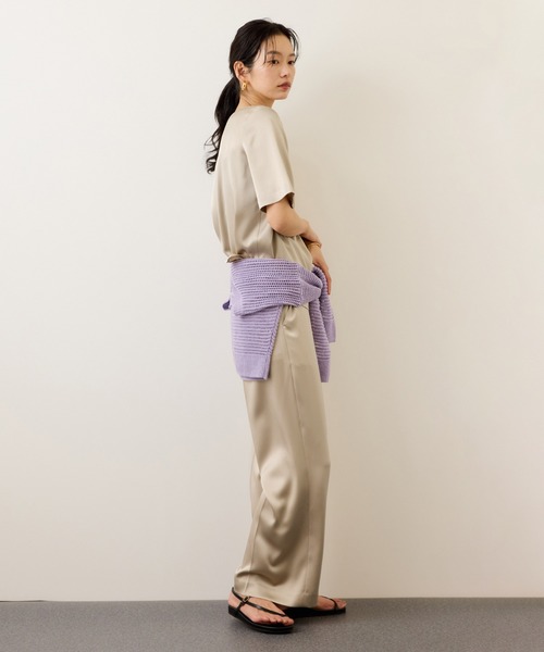 ROPE'(ロペ)の「ドレープサテンイージーパンツ/セットアップ対応・イージーケア(その他パンツ・レディース・イエロー系その他3/ブラック/ベージュ・36/38)」の14枚目の写真