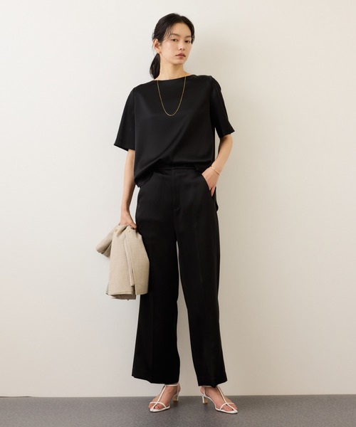 ROPE'(ロペ)の「ドレープサテンイージーパンツ/セットアップ対応・イージーケア(その他パンツ・レディース・イエロー系その他3/ブラック/ベージュ・36/38)」の15枚目の写真