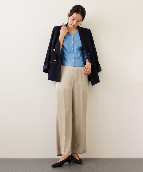 ROPE'(ロペ)の「ドレープサテンイージーパンツ/セットアップ対応・イージーケア(その他パンツ・レディース・イエロー系その他3/ブラック/ベージュ・36/38)」の19枚目の写真