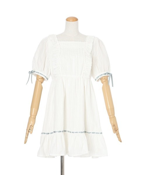 F i.n.t（フィント）の「はしごリボンコットンレースミニワンピース（ワンピース・レディース・ライトベージュ/オフホワイト・FREE）」の8枚目の写真