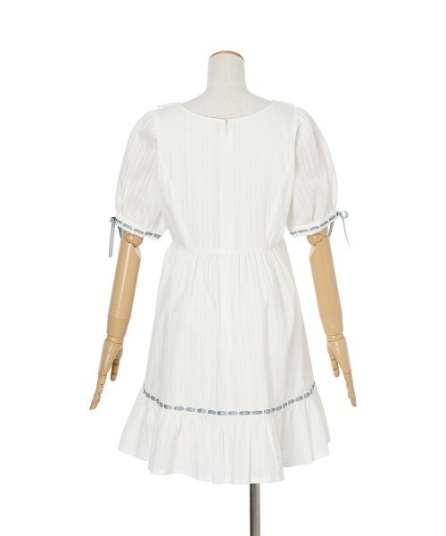 F i.n.t（フィント）の「はしごリボンコットンレースミニワンピース（ワンピース・レディース・ライトベージュ/オフホワイト・FREE）」の10枚目の写真