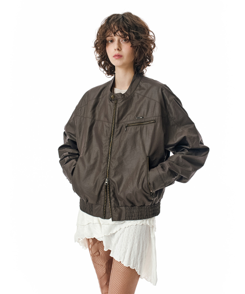 SECONDMONO（セカンドモノローグ）の「Coated Nylon Zip Jacket [DEEPBROWN]_SEJK034DEEPBROWN（ブルゾン・レディース・その他・SMALL/MEDIUM/LARGE）」の3枚目の写真
