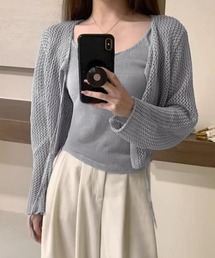Miniministore（ミニミニストア）の「メッシュカーディガン キャミソールセット（アンサンブル）」