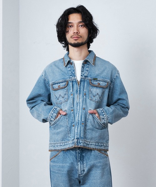 Lee(リー)の「Wrangler/ラングラー【US ORIGINAL】24MJZ デニムジャケット ブランケットステッチ(デニムジャケット・メンズ・ブルー・MEDIUM/SMALL/LARGE/X-LARGE)」の4枚目の写真