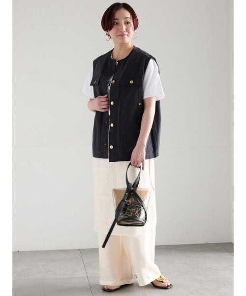 Te chichi（テチチ）の「ノーカラーワークベスト（ベスト・レディース・ネイビー/オフホワイト・F）」の19枚目の写真