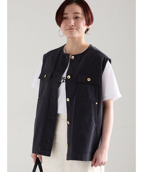 Te chichi（テチチ）の「ノーカラーワークベスト（ベスト・レディース・ネイビー/オフホワイト・F）」の20枚目の写真