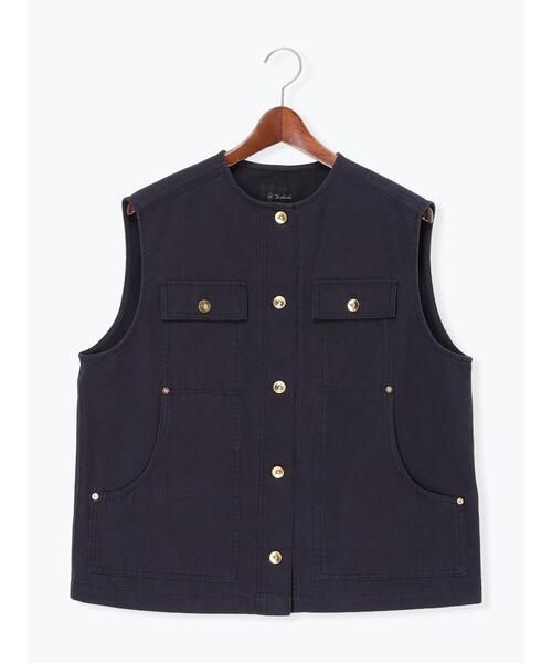 Te chichi（テチチ）の「ノーカラーワークベスト（ベスト・レディース・ネイビー/オフホワイト・F）」の10枚目の写真