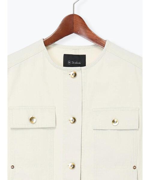 Te chichi（テチチ）の「ノーカラーワークベスト（ベスト・レディース・ネイビー/オフホワイト・F）」の13枚目の写真