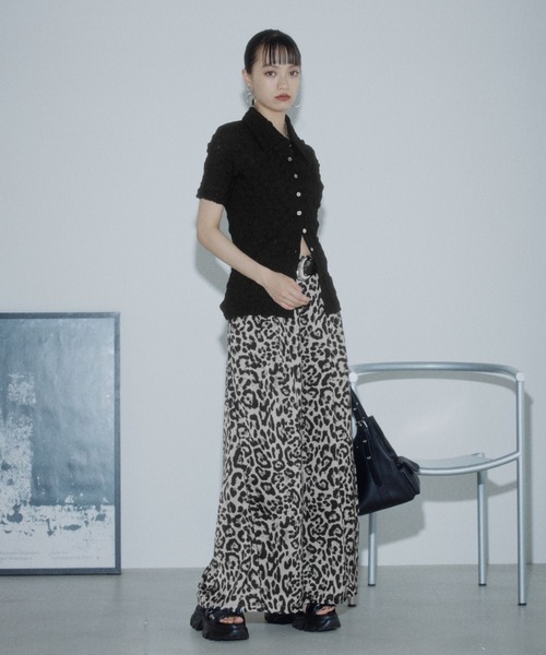 PAGEBOY(ページボーイ)の「メガワイドイージーパンツ【ウエストゴム・ストレスフリー】(スラックス・レディース・レオパード/ブラック・FREE)」の12枚目の写真