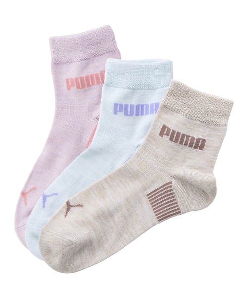 PUMA(プーマ)の「PUMA プーマ ショートソックス 3足組 消臭 靴下 レディース(ソックス/靴下・レディース・パープル系その他/ピンク系その他・23-25cm)」の2枚目の写真