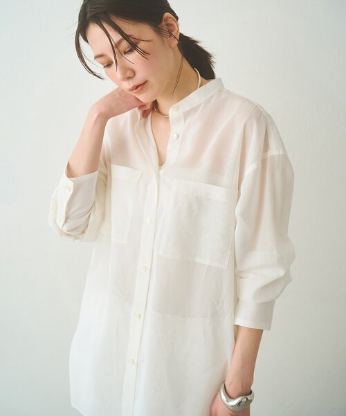 Whim Gazette(ウィムガゼット)の「オーガンジーシャツ(シャツ/ブラウス・レディース・イエロー/ベビーピンク/オフホワイト・FREE)」の6枚目の写真