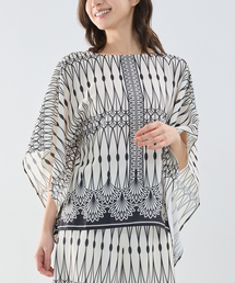 NARACAMICIE | 【NARACAMICIE】【セットアップ対応】ライン幾何柄半袖スクエアブラウス(シャツ/ブラウス)