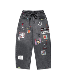 BLACK BLOND（ブラック ブロンド）の「ビビディポップクラッシュマルチパッチデニムパンツ（ヴィンテージブラック）（デニムパンツ）」