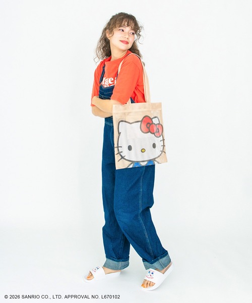 ACCOMMODE（アコモデ）の「サンリオキャラクターズ/カラップ フェイスアップメッシュトートバッグ（トートバッグ・レディース・ベージュ/パープル/ブラック/ブルー/グリーン/ブラウン・FREE）」の15枚目の写真